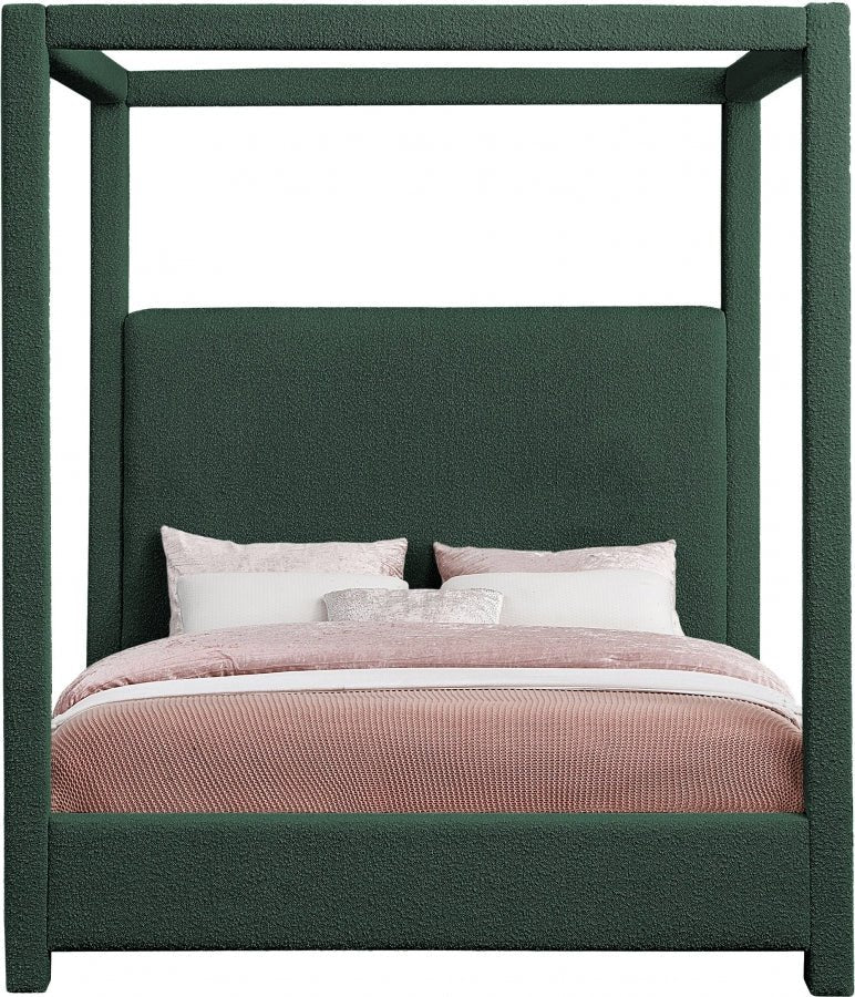 Eden Boucle Fabric Queen Bed (3 Boxes) Green - Gate FurnitureQueen Bed