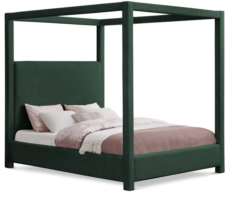 Eden Boucle Fabric Queen Bed (3 Boxes) Green - Gate FurnitureQueen Bed