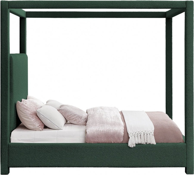 Eden Boucle Fabric Queen Bed (3 Boxes) Green - Gate FurnitureQueen Bed
