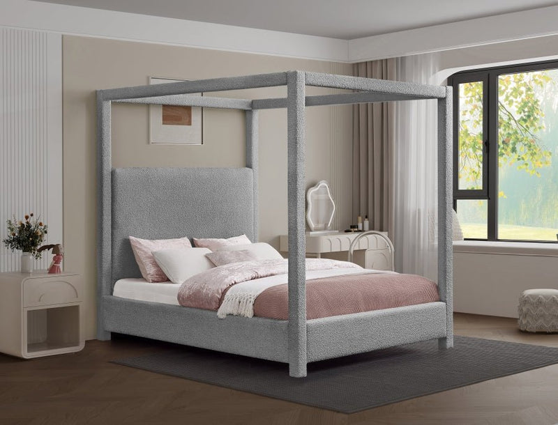 Eden Boucle Fabric Queen Bed (3 Boxes) Grey - Gate FurnitureQueen Bed