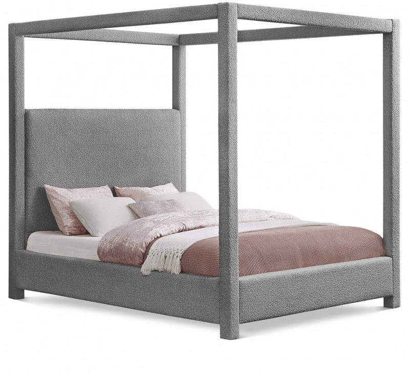 Eden Boucle Fabric Queen Bed (3 Boxes) Grey - Gate FurnitureQueen Bed