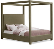 Eden Boucle Fabric Queen Bed (3 Boxes) Olive - Gate FurnitureQueen Bed