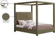 Eden Boucle Fabric Queen Bed (3 Boxes) Olive - Gate FurnitureQueen Bed