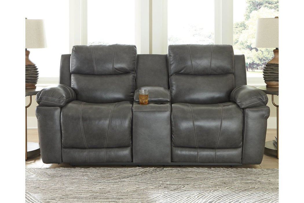 Edmar Charcoal Power Reclining Loveseat with Console - U6480618 - Gate Furniture