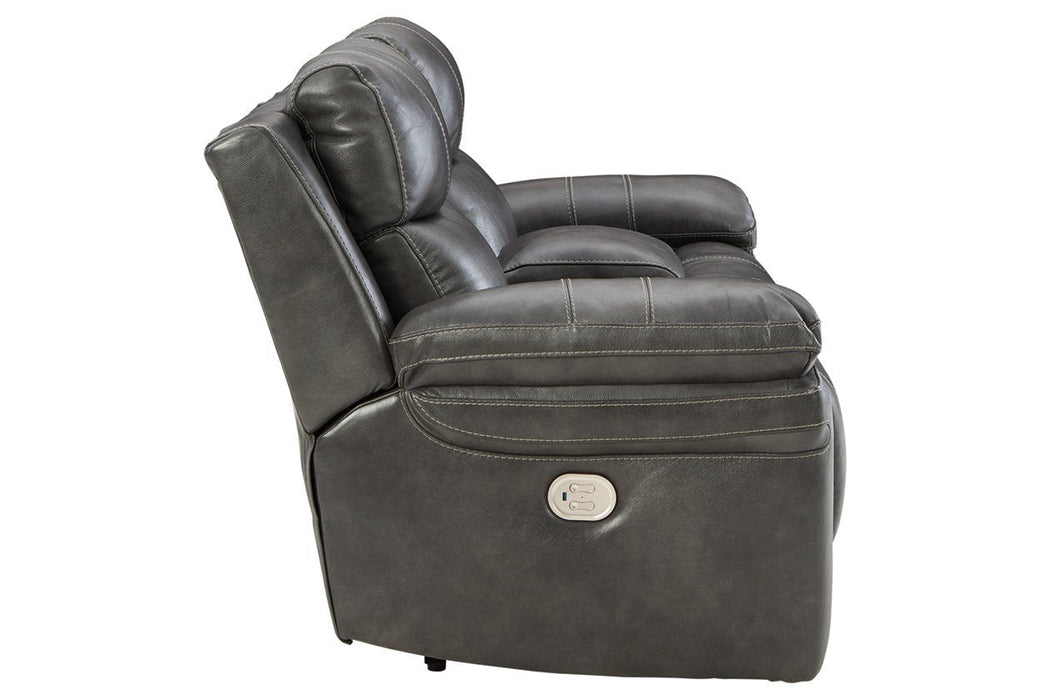 Edmar Charcoal Power Reclining Loveseat with Console - U6480618 - Gate Furniture