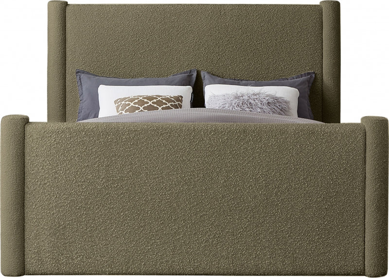Elias Boucle Fabric Full Bed Olive - B1299Olive-F