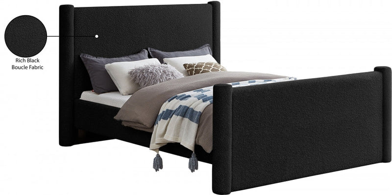 Elias Boucle Fabric Queen Bed Black - Gate FurnitureQueen Bed