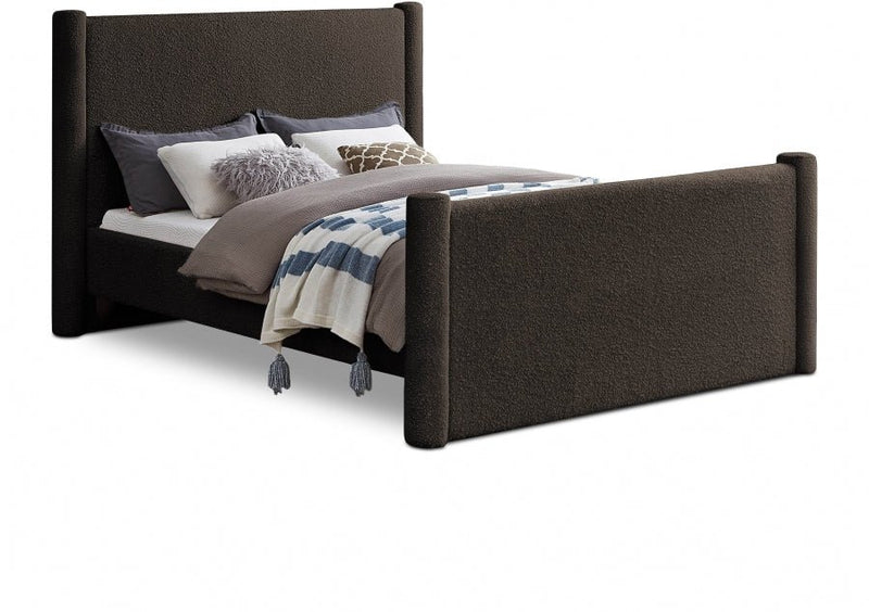 Elias Boucle Fabric Queen Bed Brown - Gate FurnitureQueen Bed