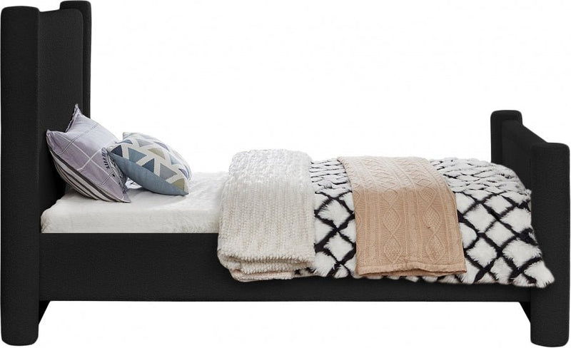 Elias Boucle Fabric Twin Bed Black - Gate FurnitureTwin Bed