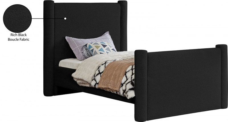 Elias Boucle Fabric Twin Bed Black - Gate FurnitureTwin Bed