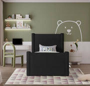 Elias Boucle Fabric Twin Bed Black - Gate FurnitureTwin Bed