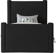 Elias Boucle Fabric Twin Bed Black - Gate FurnitureTwin Bed