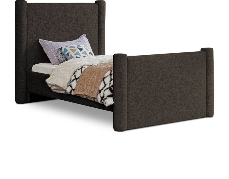 Elias Boucle Fabric Twin Bed Brown - Gate FurnitureTwin Bed