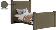 Elias Boucle Fabric Twin Bed Olive - Gate FurnitureTwin Bed