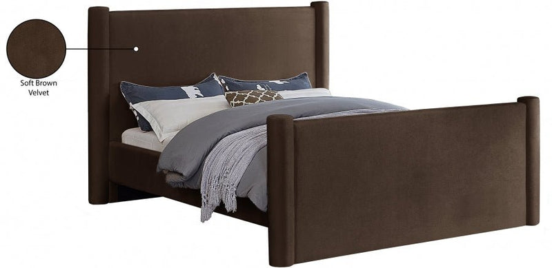 Elias Velvet King Bed Brown - Gate FurnitureKing Bed