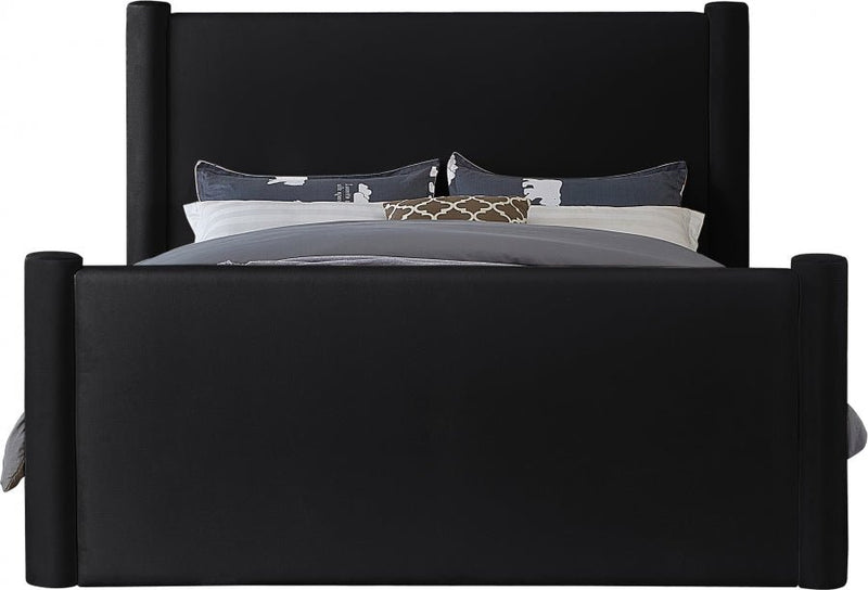 Elias Velvet Queen Bed Black - Gate FurnitureQueen Bed