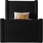 Elias Velvet Twin Bed Black - Gate FurnitureTwin Bed