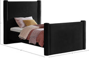 Elias Velvet Twin Bed Black - Gate FurnitureTwin Bed