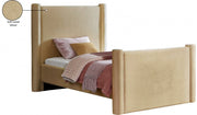 Elias Velvet Twin Bed Camel - Gate FurnitureTwin Bed