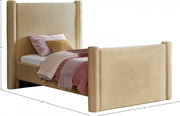 Elias Velvet Twin Bed Camel - Gate FurnitureTwin Bed