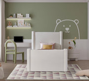 Elias Velvet Twin Bed Cream - Gate FurnitureTwin Bed