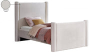 Elias Velvet Twin Bed Cream - Gate FurnitureTwin Bed