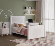 Elias Velvet Twin Bed Cream - Gate FurnitureTwin Bed