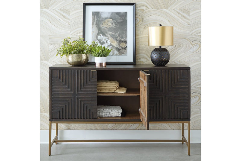 Elinmore Brown/Gold Finish Accent Cabinet - Gate FurnitureCabinet