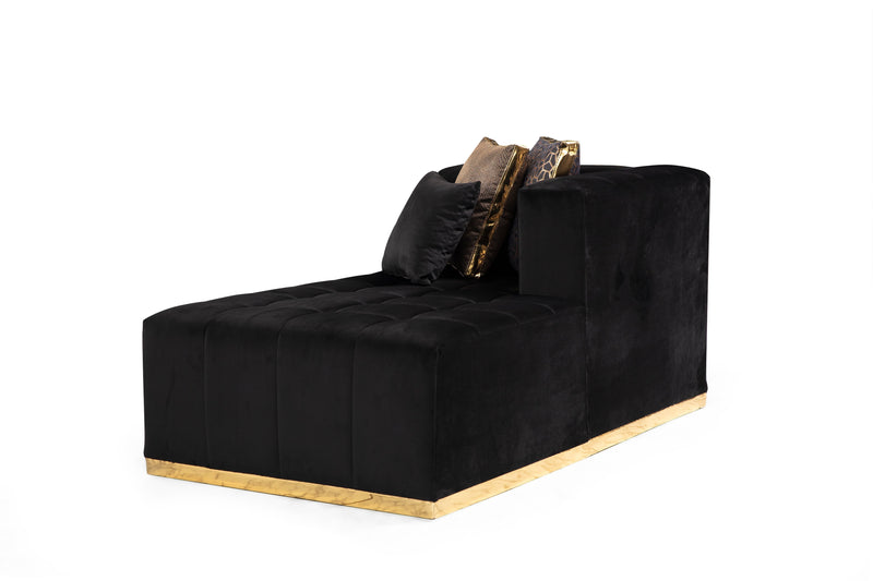 Elisha Black Velvet Double Chaise Sectional - Gate FurnitureSectional