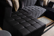 Elisha Black Velvet Double Chaise Sectional - Gate FurnitureSectional