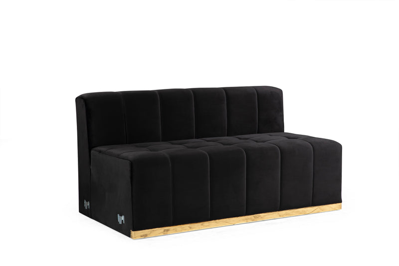 Elisha Black Velvet Double Chaise Sectional - Gate FurnitureSectional