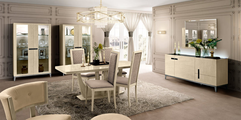 Elite Dining Ivory With Ambra “Rombi” Chairs Set - Gate FurnitureDining Room Set