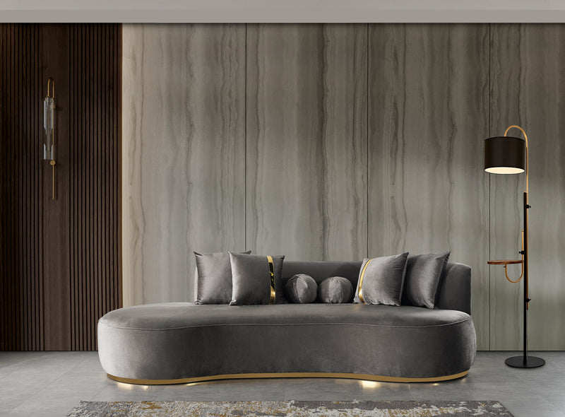 Ella Gray Velvet Chaise Lounge - ELLAGRAY-CH