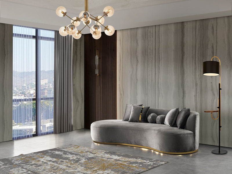 Ella Gray Velvet Chaise Lounge - ELLAGRAY-CH