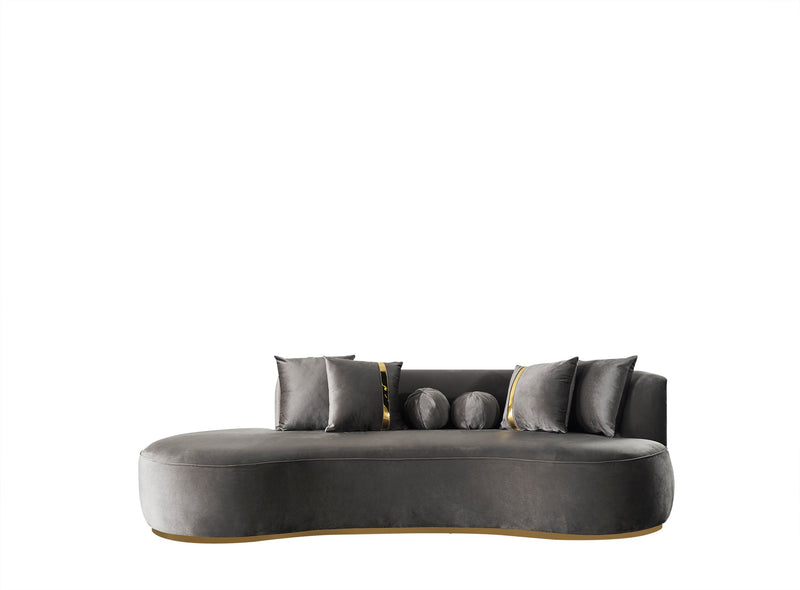 Ella Gray Velvet Chaise Lounge - ELLAGRAY-CH