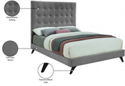 Elly Velvet King Bed Grey - Gate FurnitureKing Bed