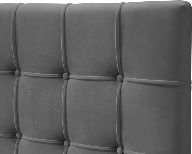 Elly Velvet King Bed Grey - Gate FurnitureKing Bed