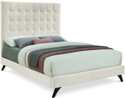 Elly Velvet Queen Bed Cream - Gate FurnitureQueen Bed