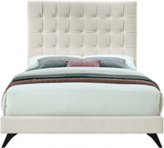 Elly Velvet Queen Bed Cream - Gate FurnitureQueen Bed