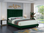 Elly Velvet Queen Bed Green - Gate FurnitureQueen Bed