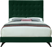 Elly Velvet Queen Bed Green - Gate FurnitureQueen Bed