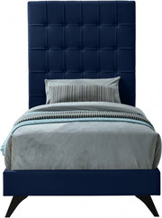 Elly Velvet Twin Bed Blue - Gate FurnitureTwin Bed