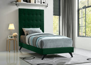 Elly Velvet Twin Bed Green - Gate FurnitureTwin Bed