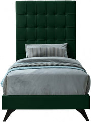 Elly Velvet Twin Bed Green - Gate FurnitureTwin Bed