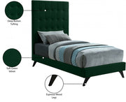 Elly Velvet Twin Bed Green - Gate FurnitureTwin Bed