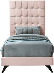 Elly Velvet Twin Bed Pink - Gate FurnitureTwin Bed