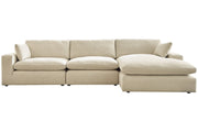 Elyza Linen 3 - Piece RAF Chaise Sectional - Gate FurnitureSectional