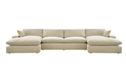 Elyza Linen 4 - Piece Double Chaise Sectional - Gate FurnitureSectional