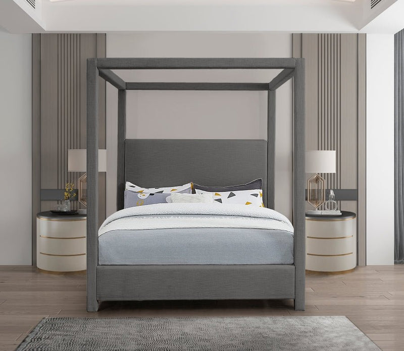Emerson Linen Textured King Bed (3 Boxes) Grey - Gate FurnitureKing Bed