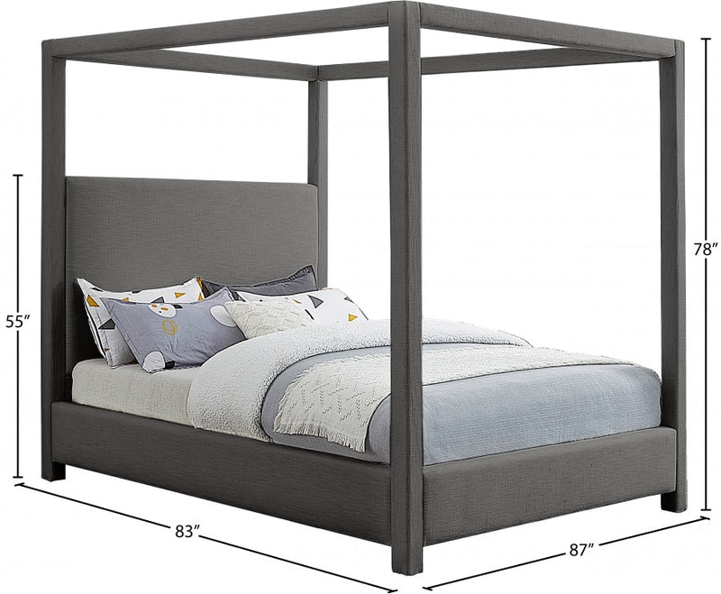 Emerson Linen Textured King Bed (3 Boxes) Grey - Gate FurnitureKing Bed